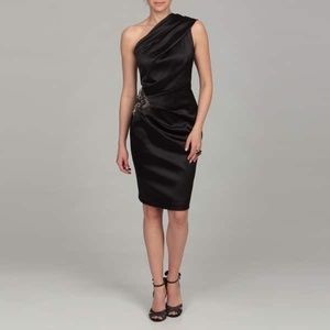 Eliza J Black Satin Cocktail Dress, Size 10, Used